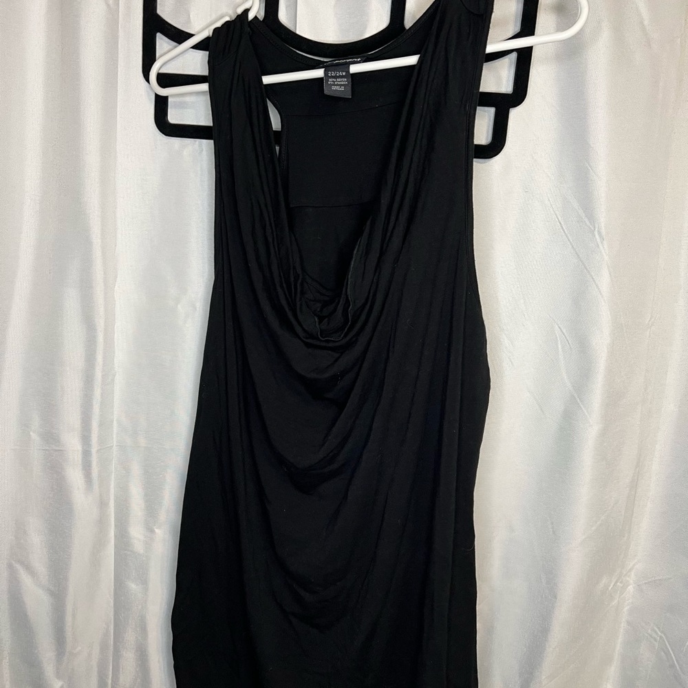Lane Bryant sleeveless black cowl shirt